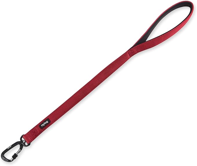 Hyhug Pets 24 Inches Durable Short Leash with Neoprene Soft Handle and Lightweight Aviation Aluminium Clip Lead- for Daily Use Walking and Professional Training. (24 Inches, Red)