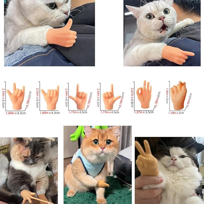 Tiny Hands,Cat Interactive Small Fingers,High Elasticity Hands for Cats,Mini Hands for Cats,Funny Toys. (High Elasticity-6PCS)