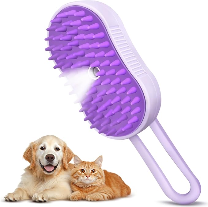 4-in-1 Cloud Care Cat Brush Brush for Shedding, Pet Steam Brushs for Indoor Long and Short Hair Cats and Dogs, Anti-Static, Massage, Cleaning, Shedding & Combing All in One