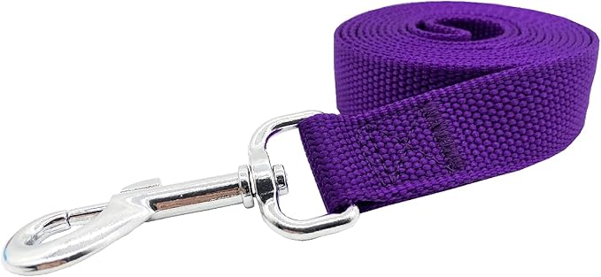 Nylon Dog Training Leash, Traction Rope, 4Ft /5 Foot /6 Feet Long, 5/8 inch 3/4 Inch 1 Inch Wide, for Small and Medium Dogs (1'' x 12 FT, Purple)