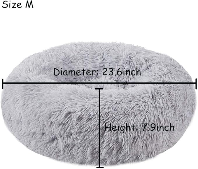 BODISEINT Modern Soft Plush Round Pet Bed for Cats or Small Dogs, Mini Medium Sized Dog Cat Bed Self Warming Autumn Winter Indoor Snooze Sleeping Cozy Kitty Teddy Kennel (24'' D x 8'' H, Light Grey)