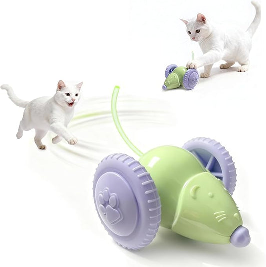 Interactive Cat Toys for Indoor Cats,Automatic Moving Kitten Toys,Cat Mouse Toy with Tail Lights,Cat Toys for Bored Indoor Adult Cats,Cat Enrichment,Smart Electric Tails for Chasing Pet Toys