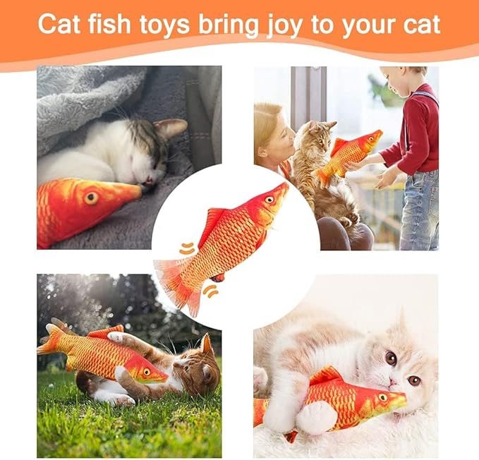 Tocirelo Cat Toys for Bored Indoor Adult Cats - Interactive Catnip Toy for for Indoor Cats，Moving Kitten Kicker, 11" Electric Flopping Fish for Boredom Kitty Exercise