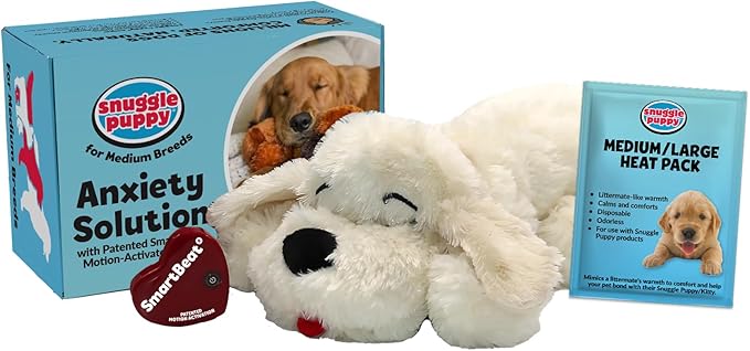 Original Snuggle Puppy Heartbeat Puppy Toy - Heartbeat Puppy for Dogs - Pet Anxiety Relief and Calming Aid - Comfort Dog Toy - Behavioral Training and Sleep Aid Cuddle buddy - Crate Training Essential