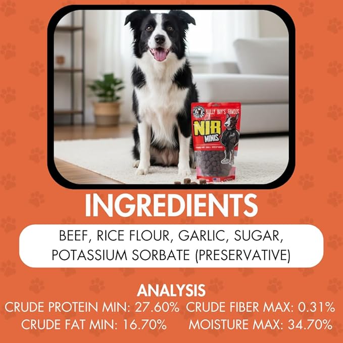 Bully Boy's Famous Mini Beef Training Nibs Dog Treats | Free from Wheat, Corn, Soy, or Gluten | USA Sourced Ingredients | with Smokehouse Beef | Made in Utah | 15 oz - 3 Pack
