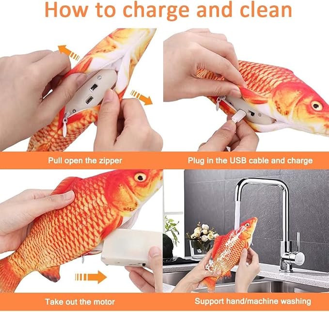 Tocirelo Cat Toys for Bored Indoor Adult Cats - Interactive Catnip Toy for for Indoor Cats，Moving Kitten Kicker, 11" Electric Flopping Fish for Boredom Kitty Exercise