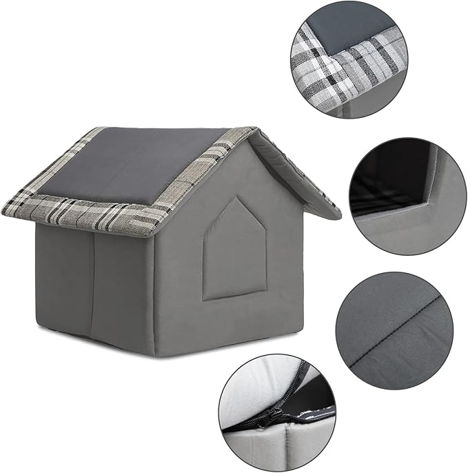 Hollypet Cozy Pet Bed House Warm Pet House Cave Sleeping Bed Puppy Nest for Cats and Small Dogs, Gray