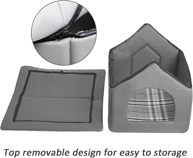 Hollypet Cozy Pet Bed House Warm Pet House Cave Sleeping Bed Puppy Nest for Cats and Small Dogs, Gray