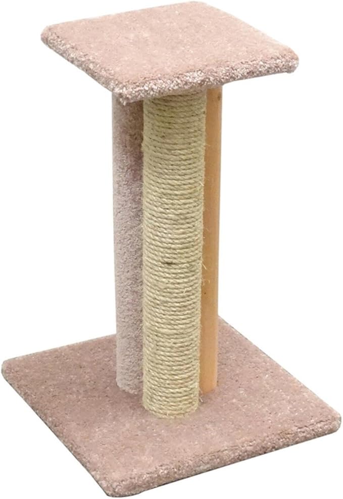 Coastal Charm Premier Triple Cat Scratcher - Multi-Surface Scratching Post with Sisal, Wood, and Carpet Gray