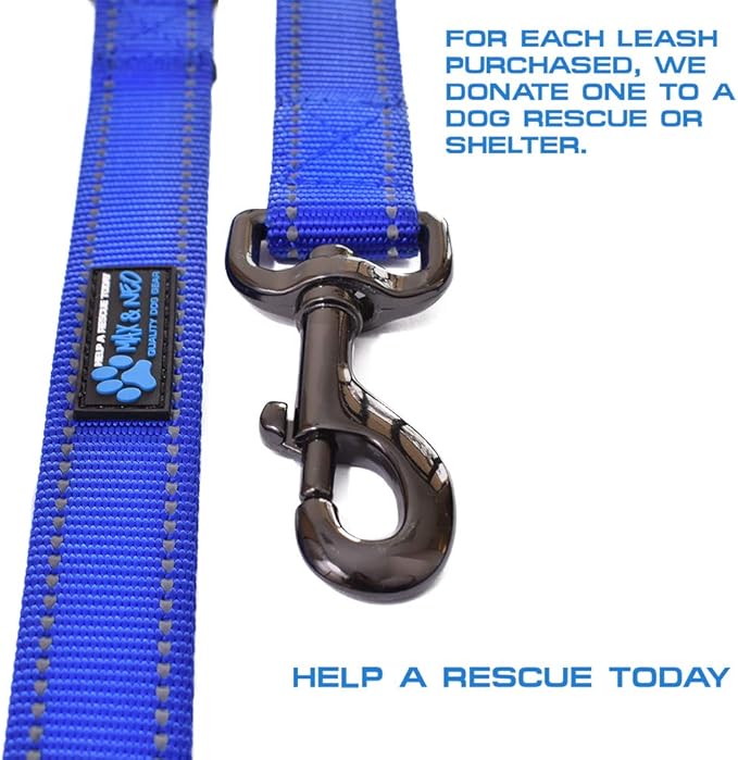 Max and Neo Reflective Nylon Dog Leash - Donate a Leash to Rescue for Each Sold (Black, 4ft)