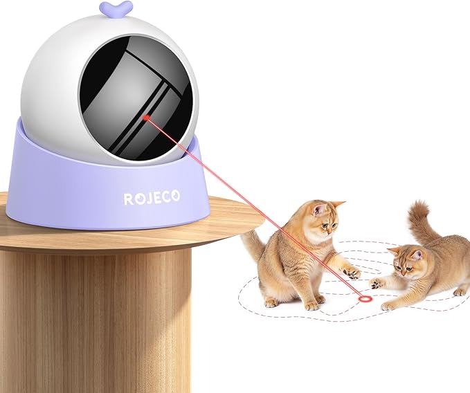 ROJECO Auto Laser Cat Toy - Random Motion Track, Magnetic 360° Base, Run Quiet,Rechargeable with 1000mAh Battery, Auto Sleep & 3 Speed Modes, Safe for Cats,Interactive Cat Toys for Bored Indoor,Purple