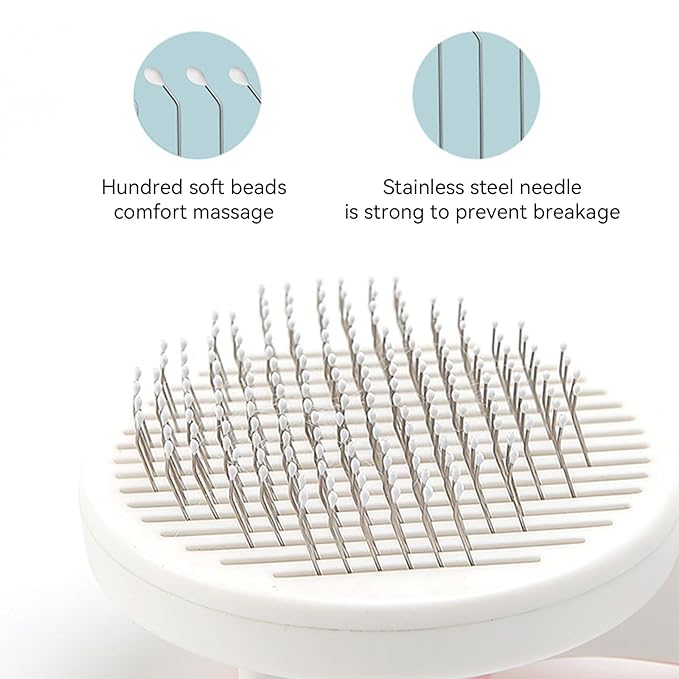 Pet Grooming Brush, Self Cleaning Slicker Brush for Dogs Cats, Gently Removes Loose Undercoat, Mats Tangled Hair, for Pet Massage- Upgraded (Pink)