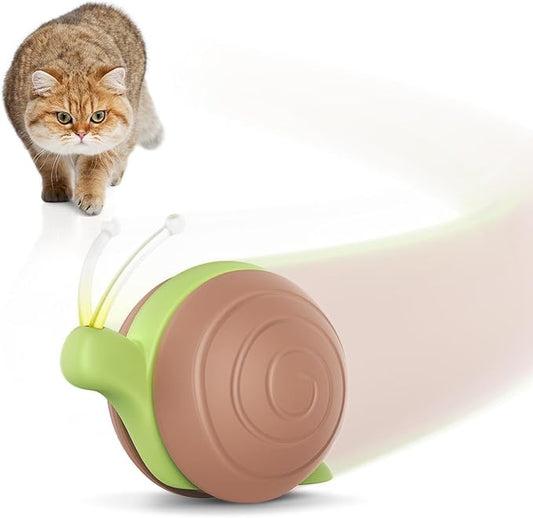 Cheerble Interactive Cat Toy for Indoor Cats, Wicked Snail Kitten Toys, Automatic Cat Toys with LED Lights, Rechargeable Moving Toys for Cats, Smart Stimulating Electric Pet Toy (Brown)