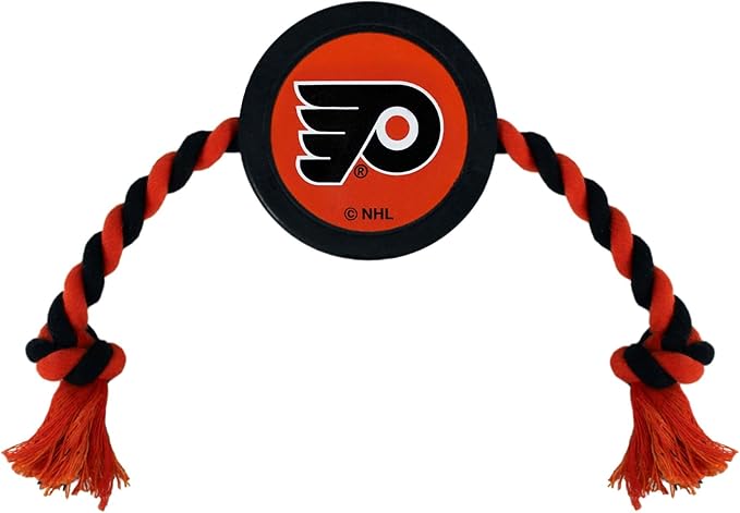 Pets First NHL Philadelphia Flyers Puck Toy for Dogs & Cats. Play Hockey with Your Pet with This Licensed Dog Tough Toy Reward!