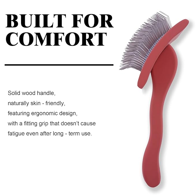 Big slicker brush for large dogs - Dog Brush for Shedding & Long Hair Cats Tool: Thick Coat Daily Care Painless Mat Remover Trusted by Pet Owners" (red)