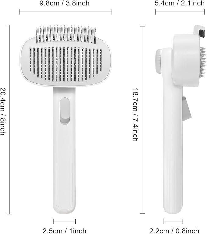 Cat Brush for Shedding, 2-in-1 Deshedding Brush & Dematting Comb for Long Haired Cats and Dogs, Slicker Brush for Dogs Effectively Removes Matted Fur & Tangles, White