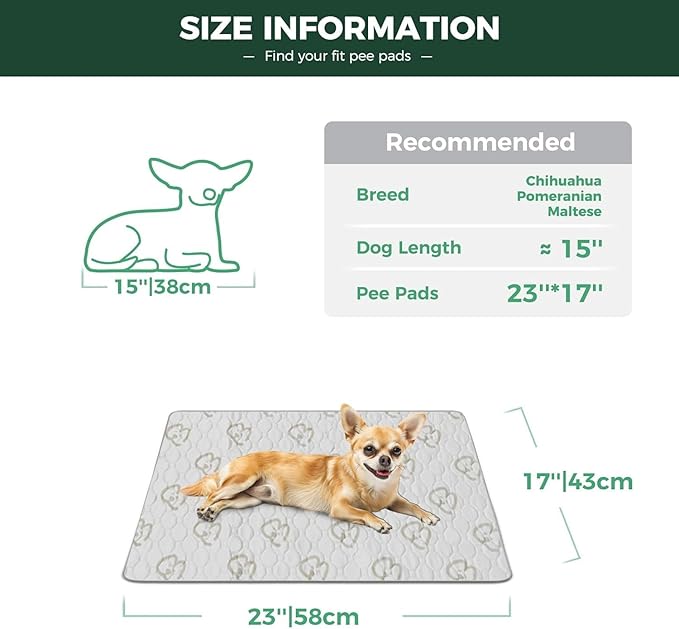 FXW Washable Pee Pads for Dogs, Puppy Pads with Super Absorbent, Specifically Designed for 24inch Cages, 17" x 23" Rectangle, Khaki, 4 Packs