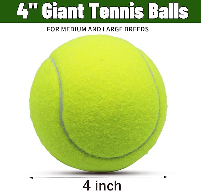 Magicorange Large Tennis Balls for Dogs, 4 Pack 4 Inch Big Tennis Ball Pet Chew Toy Large Balls for Outdoor/Indoor Sports(Yelllow, 4 Pack)