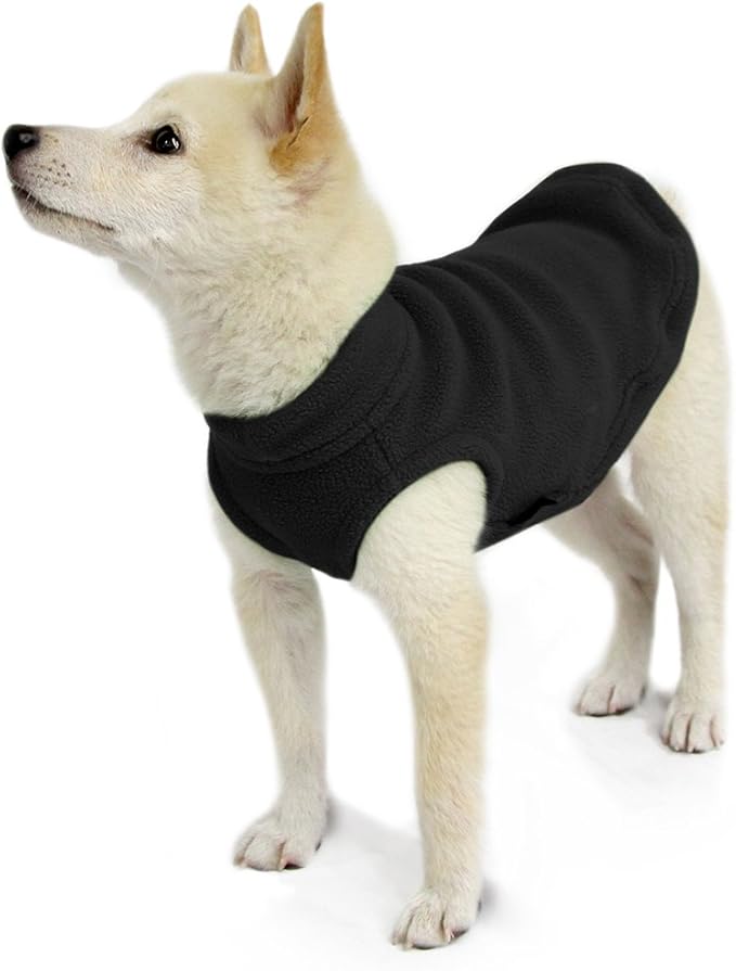 Gooby - Stretch Fleece Vest, Pullover Fleece Vest Jacket Sweater for Dogs, Black, Medium