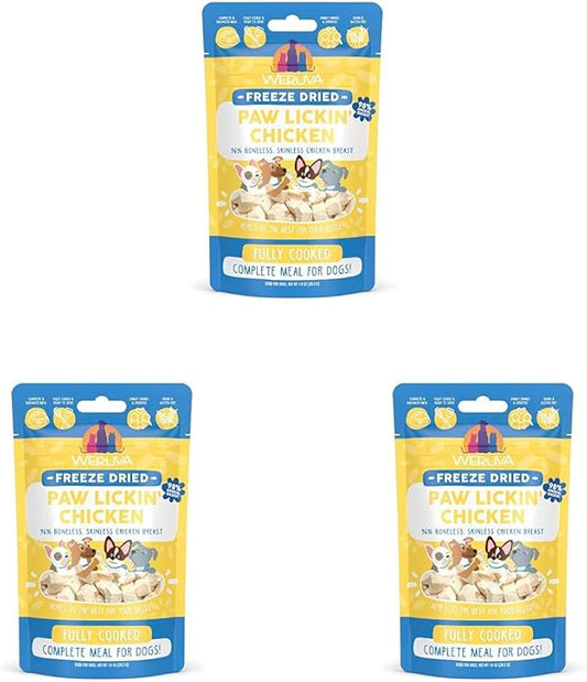 Weruva Dog Freeze Dried, Paw Lickin' Chicken with Chicken Breast, 1oz Bag (Pack of 3)