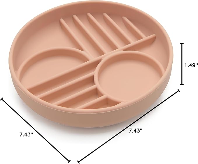 Should We Go? Slow Feeder for Dogs & Puppies, The Slowdown Bowl Silicone Slow Eating, Modern Lick Mat Design, Reduces Gulping, Fits 2 Cups, 7.5” Across x 1.5” Tall, Mealtime Challenge, Medium-Blush