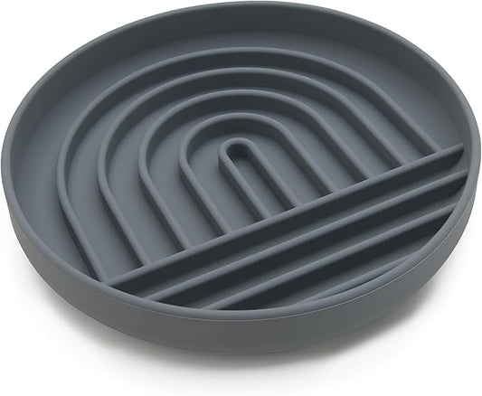 Should We Go? Slow Feeder for Dogs & Cats, The Slowdown Bowl Silicone Slow Eating Mealtime Solution with Modern Lick Mat Design, Reduces Gulping, Fits 1 Cup, 6” Across x 1.25” Tall, Small-Charcoal