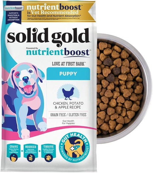 Solid Gold Chicken Dry Puppy Food - W/Real Chicken & Potato - Grain Free & Gluten Free Puppy Dog Food w/Probiotics for Gut Health & Digestion - Healthy Kibble for Puppies - Nutrientboost™ - 22 LB