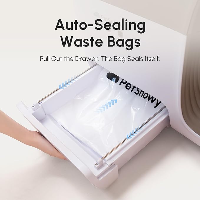 PetSnowy Self-Cleaning Automatic Cat Litter Box with Odor Control TiO2 System, Robot Litter Box with Auto-Packing, App Control, Large Cats & Multiple Cats (2025 Premium Version)