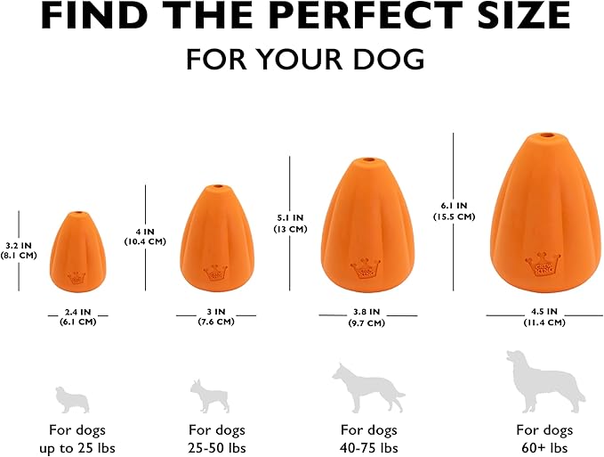 Chew King by Mammoth Premium Treat Dog Toy, Extremely Durable Natural Rubber Toy, Bacon Flavored Dog Treater, Orange X-Large