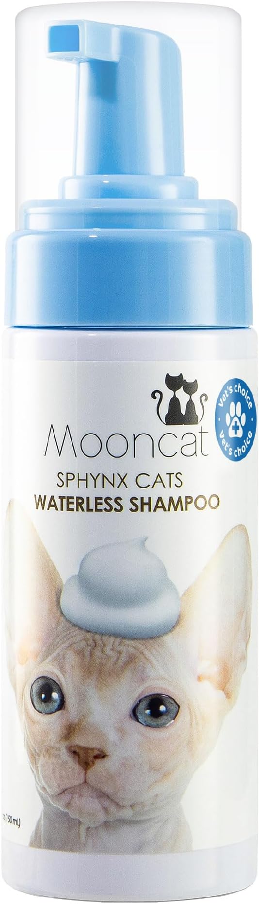 Mooncat Sphynx Cat Waterless Shampoo, Vet Approved No-Rinse Foam for Oily, Sensitive Skin & Wrinkles - Gentle, Hypoallergenic Formula for Hairless Cats, Deep Cleans & Moisturizes