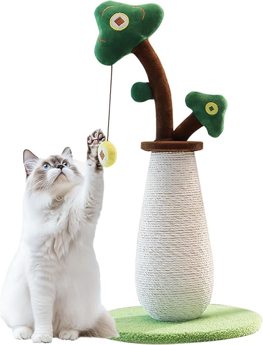 Cat Scratching Post, 26.4 Inches with Sisal & Hanging Ball, Scratching Post with Stable Soft-Touch Base, Cat Scratchers for Indoor Adult Cats