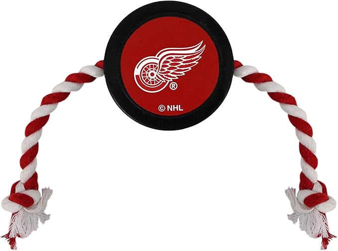 Pets First NHL Detroit RED Wings Puck Toy for Dogs & Cats. Play Hockey with Your Pet with This Licensed Dog Tough Toy Reward!