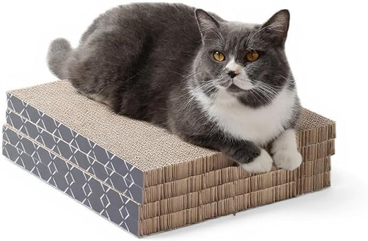 Hide & Scratch Cat Scratcher Pad – 4 Pack | Double-Sided Cardboard Refills for Our Scratching Box | Reversible Corrugated Board for Indoor Cats | Toy Mat for Kitten Claw Play & Furniture Protection