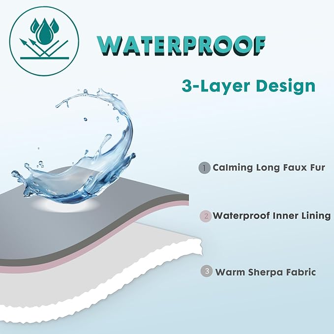 gogobunny Waterproof Dog Blanket for Large Dogs, Cats, Puppy, Reversible Faux Fur Pet Throw Blanket, Washable, Calming Furniture Protection for Sofa Bed (33x77 Inch (Pack of 1), Grey)