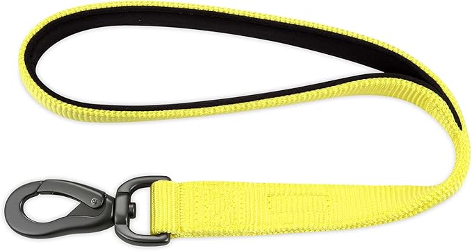Hyhug Nylon Short Dog Leash with Soft Padded Handle, Single Handle Leash, Durable Heavy Duty, Ideal for Anti-Pulling Dog Training,Perfect for Large Medium Small Breeds (18 Inches, Luminous Yellow)