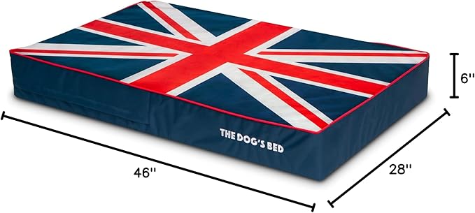 The Dog’s Bed Orthopedic Memory Foam Dog Bed, XL Blue & Red Trim UK Center Flag, Pain Relief for Arthritis, Hip & Elbow Dysplasia, Post Surgery, Supportive, Calming, Veterinary Approved