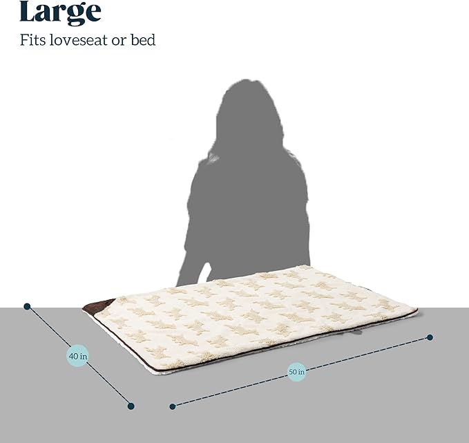 Embossed Sherpa Dog Blankets for Large Dogs - Waterproof Cat Blankets for Indoor Cats - Heavy Duty Couch Cover Protector - Soft Reversible Throw Furniture Protection - Large, Cream