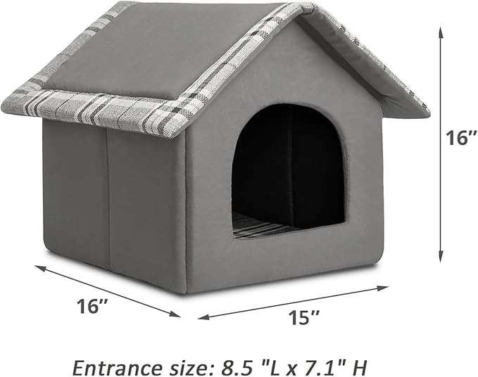 Hollypet Cozy Pet Bed House Warm Pet House Cave Sleeping Bed Puppy Nest for Cats and Small Dogs, Gray