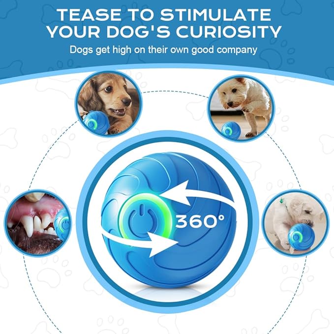 Interactive Dog Ball, 2026 Upgraded Activated Automatic Rolling Balls for Dogs, Self Moving Vibrating Smart Jumping Bouncing and Rotating Pets Toy to Keep Them Busy (New-2PC)