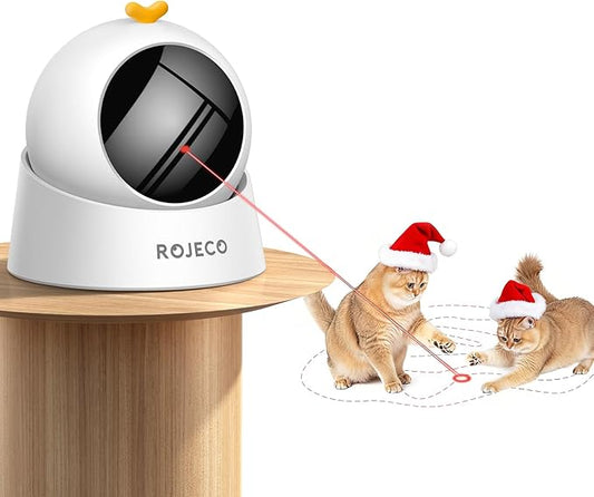 ROJECO Auto Laser Cat Toy - Random Motion Track, Magnetic 360° Base, Run Quiet,Rechargeable with 1000mAh Battery, Auto Sleep & 3 Speed Modes, Safe for Cats,Interactive Cat Gifts Toys for Bored Indoor