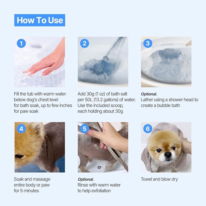 PetO’Cera Blue Marine Bath for Dogs, Deep Sea Water, Soothes Dry, Itchy Skin, Removes Debris, Conditions Coat, Anti-Lick Paw Soak, Hypoallergenic, Tear-Free, No-Rinse Dog Spa, Dog Grooming, 3.15 oz