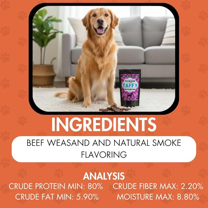 Bully Boy's Famous Beef Taffy | Free from Wheat, Corn, Soy, or Gluten | Safe, Healthy, and High Protein | with Slow Roasted & Smoked Beef Weasand | Made in Utah | 6 oz - 1 Pack