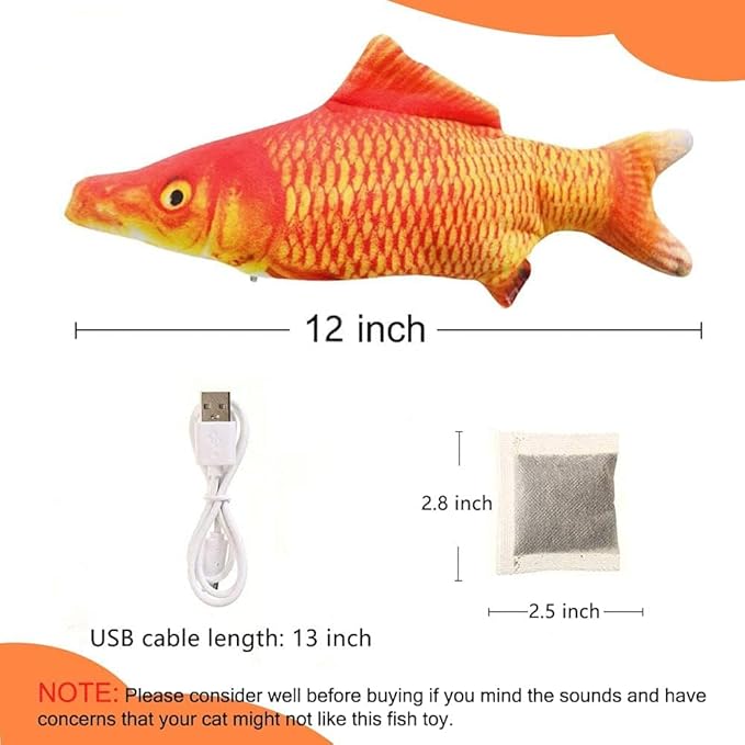 Tocirelo Cat Toys for Bored Indoor Adult Cats - Interactive Catnip Toy for for Indoor Cats，Moving Kitten Kicker, 11" Electric Flopping Fish for Boredom Kitty Exercise