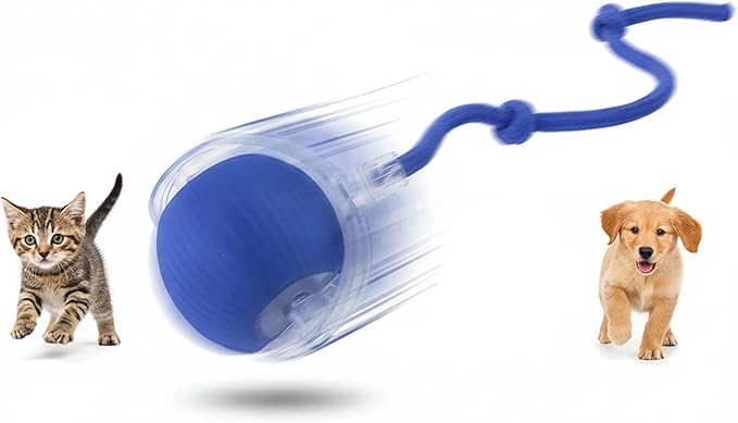 Interactive Cat Toys Ball for Cats - Upgrade Automatic Cat Toys for Indoor Cats, 3 Modes 2 Speed Moving Cat Ball (Blue)