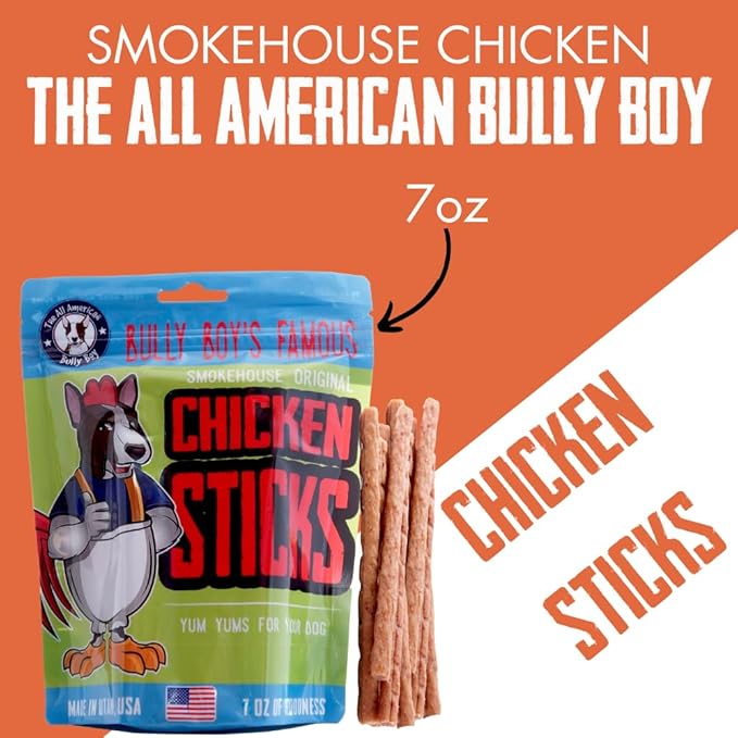 Bully Boy's Famous Chicken Sticks Dog Treats | Free from Wheat, Corn, Soy, or Gluten | USA Sourced Ingredients | with Smokehouse Chicken | Made in Utah | 7 oz - 2 Pack