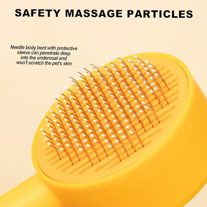 Small Cat Brush for Short or Long Haired Cats Dogs Rabbits, Cute Dog Brush with Release Button for Massage and Removes Loose Fur, Pet Grooming Deshedding Brush