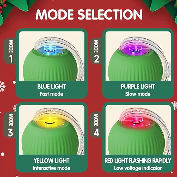 Yilia Interactive Rolling Cat Dog Ball Toy, Upgrade Automatic Moving Cat Toys, Self Rolling Dog Ball Interactive Cat Toys, Smart Automatic Electric Balls Toys for Bored Cats Dogs (Yellow)