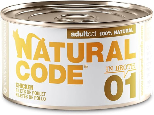 Natural Code - Wet Cat Food, Limited Ingredient Cat Food, High-Protein, Non-GMO, No Artificial Additives, Made in Italy, Chicken in Broth for Adult Cats (3 oz, 24 Pack)
