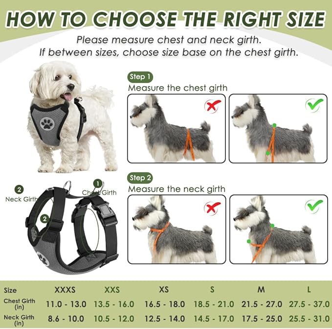 SlowTon Dog Seat Belt Harness for Car, Dog Car Harness Adjustable Mesh Breathable & Dog Seatbelt Safety Tether with Elastic Bungee for Small Medium Large Pets(Grey, Double Clip, S)