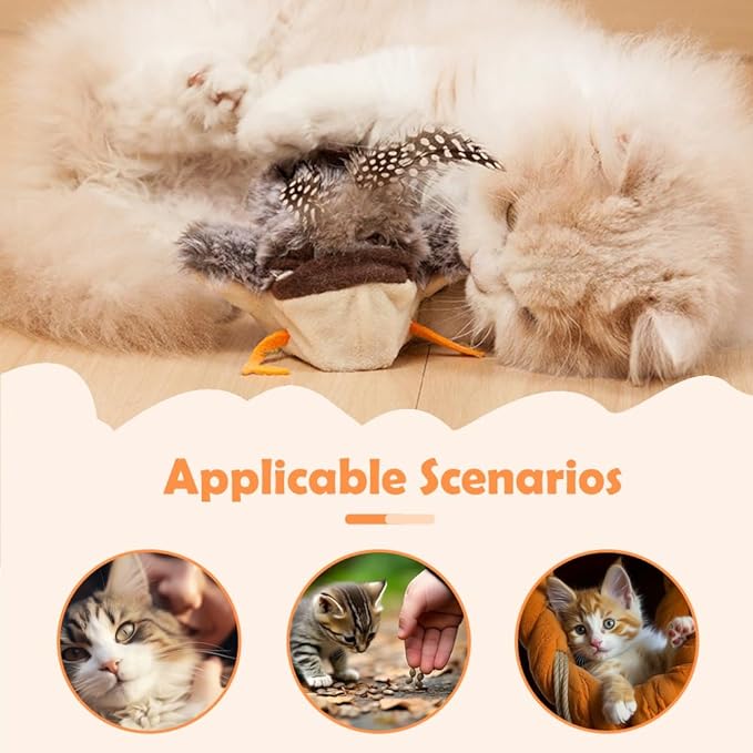 Flapping Bird Cat Toy, 2026 Upgrade Simulated Chirping Bird Cat Toy Flapping Wings, Rechargeable Toy for Indoor Cats (Gray)